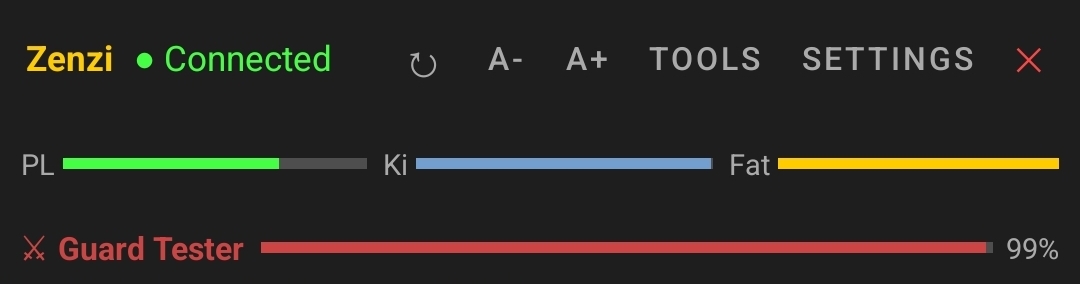 Enemy health bar displayed below player vitals during combat